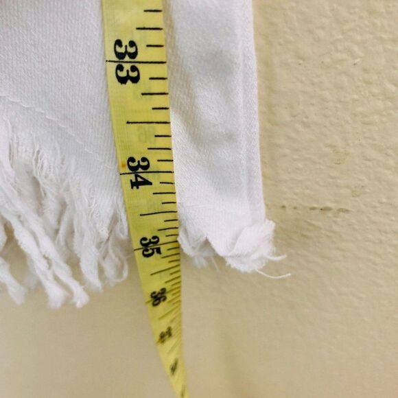 Inc Women's Plus Size Fringed Cropped Jeans Mid Rise 28W White Straight Leg - Picture 8 of 9